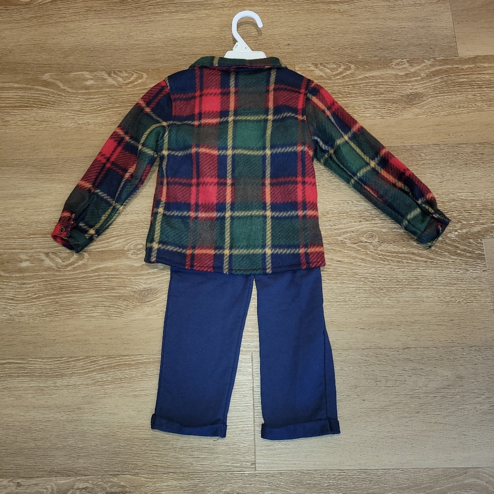 bon bebé Rust Plaid Fleece Jacket & Pants Set Toddler Boys Size 4T New - Picture 5 of 5